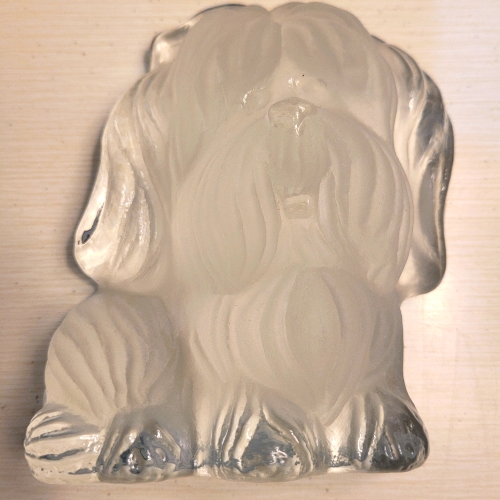 Vintage Viking Frosted Glass Dog Decor Hand made Paperweight